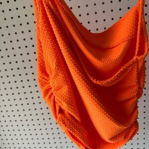 Vibrant Orange Textured Top